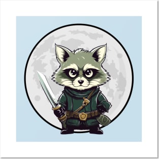 Racoon Wielding Sword Posters and Art